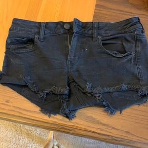 American eagle super low shorts black denim